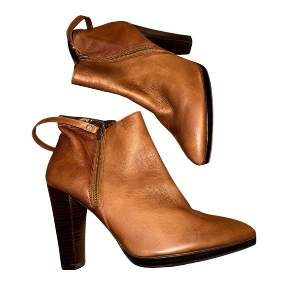 STUART WEITZMAN Backstrap Saddle Old West Calf Leather Ankle Boots Booties 10.5 - Picture 7 of 16
